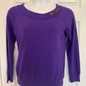 Ralph Lauren Purple Sweater with Buckle Accent, Size XL